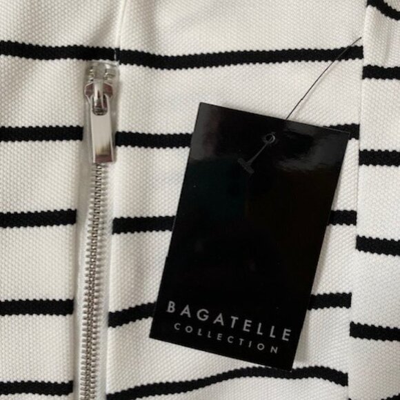 NWT Bagatelle Aysmmetrical Draped Lapel Striped Knit Moto Jacket PM - Picture 13 of 16